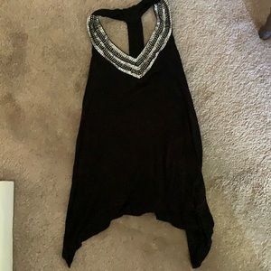 Black racer back top with shimmery sequence